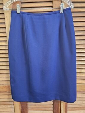 Vintage Royal Blue Pencil Skirt | Size 10P | Tailored with Front V Pleats
